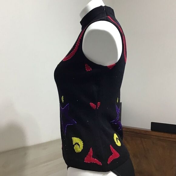 St John Black Turtle Neck Sweater Sleeveless Size Small - Picture 4 of 12